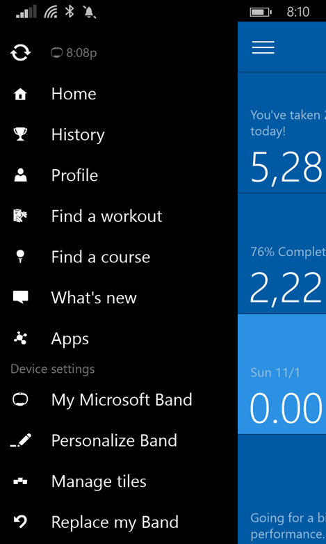 Microsoft Health App (Main Menu)
