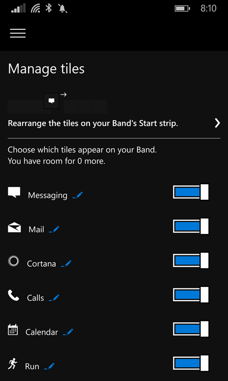 Microsoft Health App (Managing Tiles)