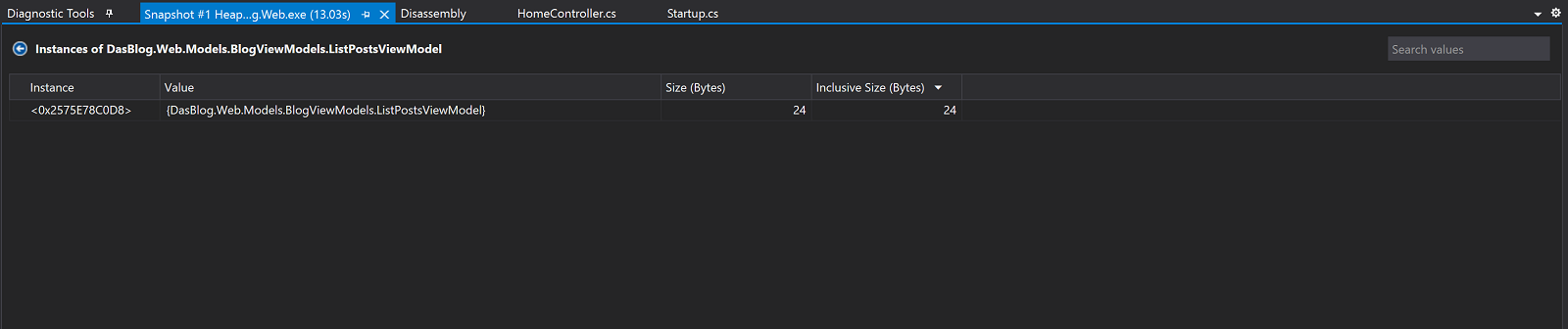 Instance heap view (Visual Studio)