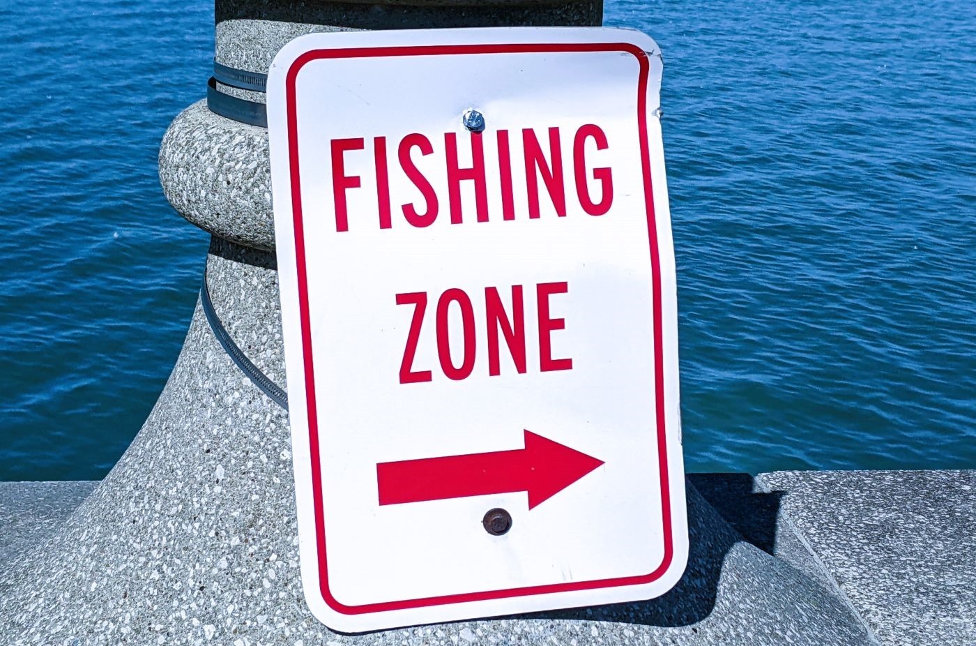 Fishing Zone sign in Cleveland Lake Erie