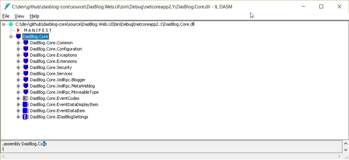 Using ildasm to see modules and manifest in an assembly