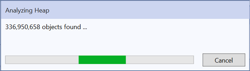 Visual Studio - Analyzing Heap - 336M objects found