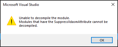 Message Box: Unable to decomiple the module