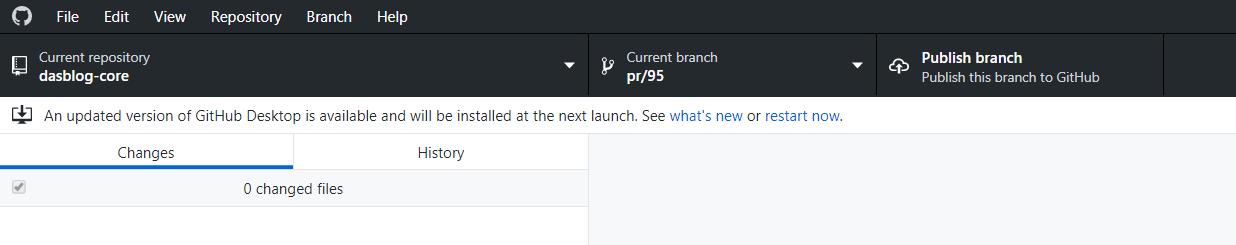 github desktop app opened at the pull request
