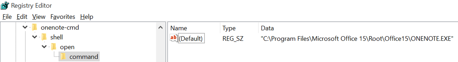 One note cmd registry hack