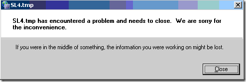 .NET Framework Error Message (SL4.TMP)